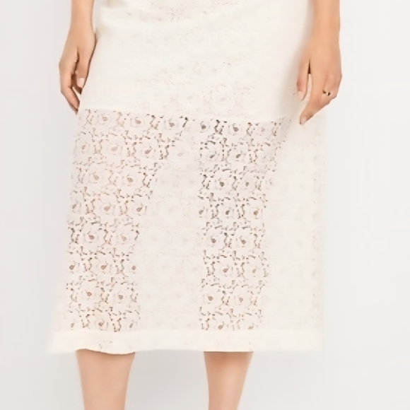 Old Navy Dresses & Skirts - OLD NAVY Plus Size High Waist Off White Lace Midi Skirt w/ Partial Lining